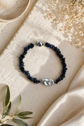 Blue Sapphire with Grey Baroque Pearl & Hematite beads
