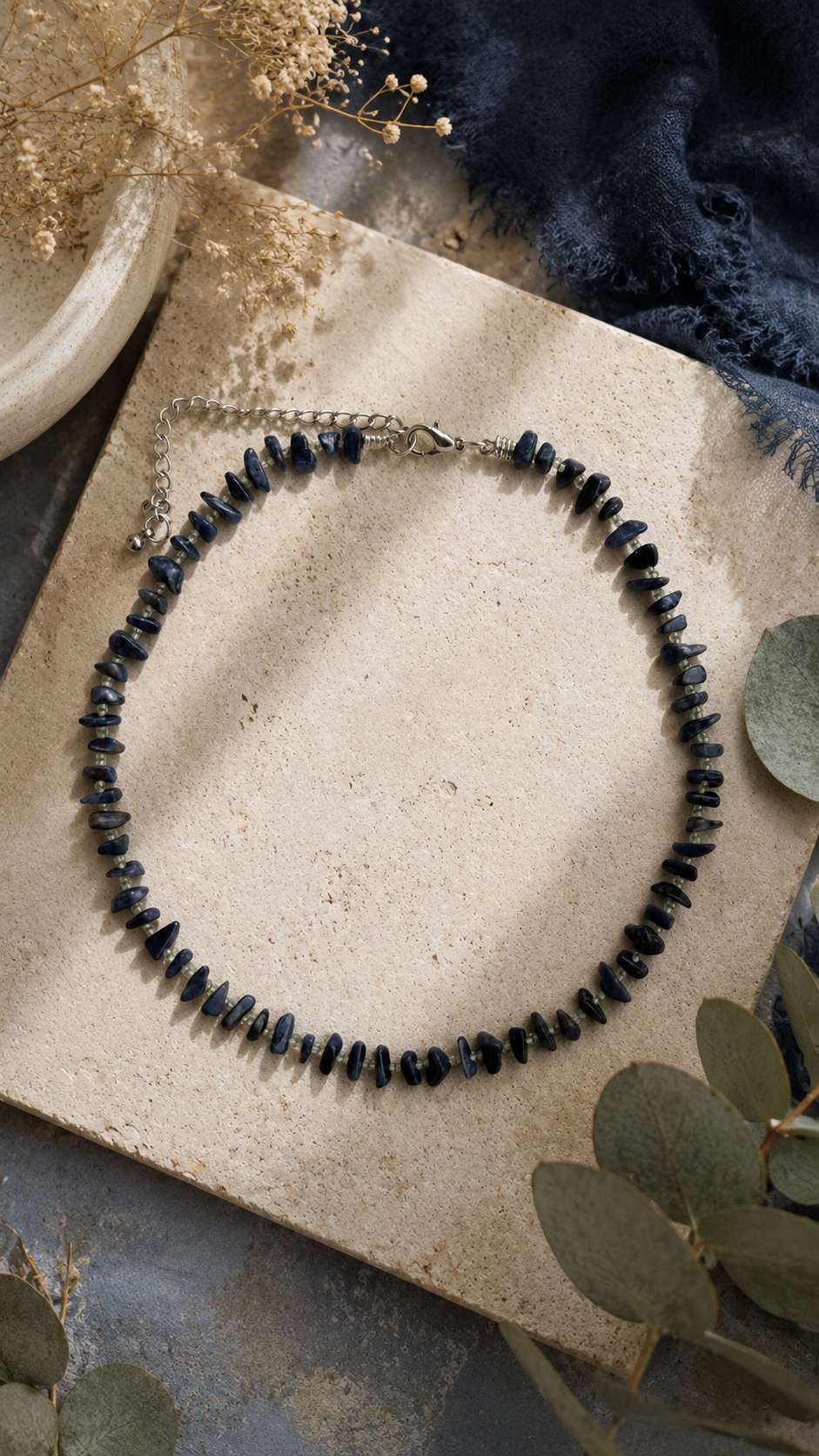 Blue Sapphire with Peridot Necklace