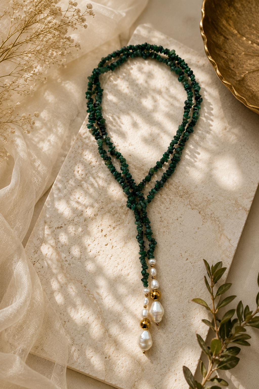 Emerald Lasso Lariat Necklace