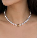 Fresh water Rice Pearls with Hematite Beads Necklace