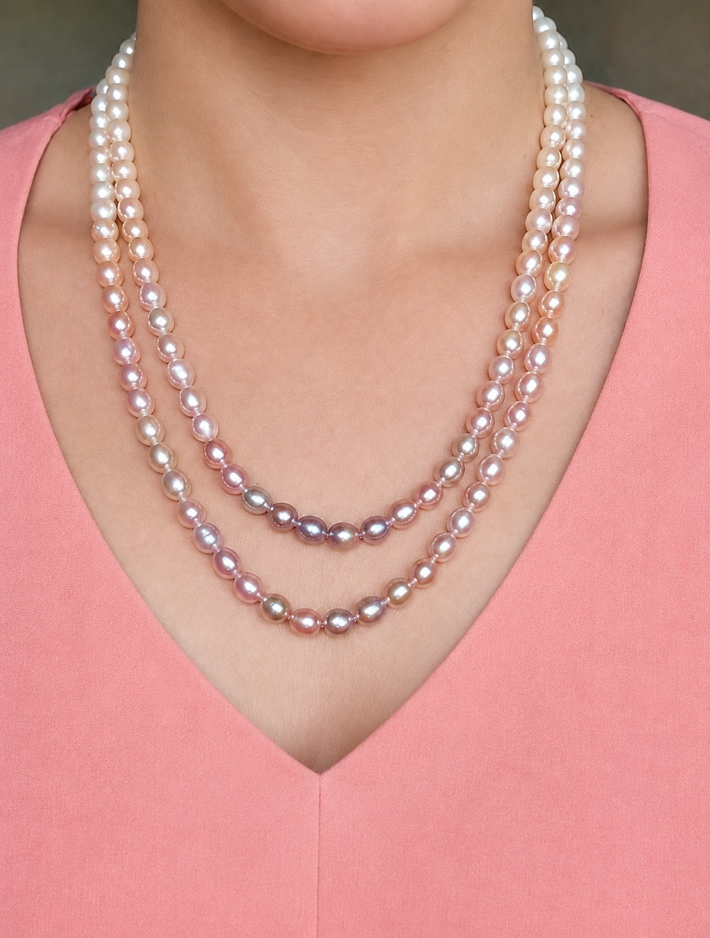 Multi-shades Natural Pearls Necklace