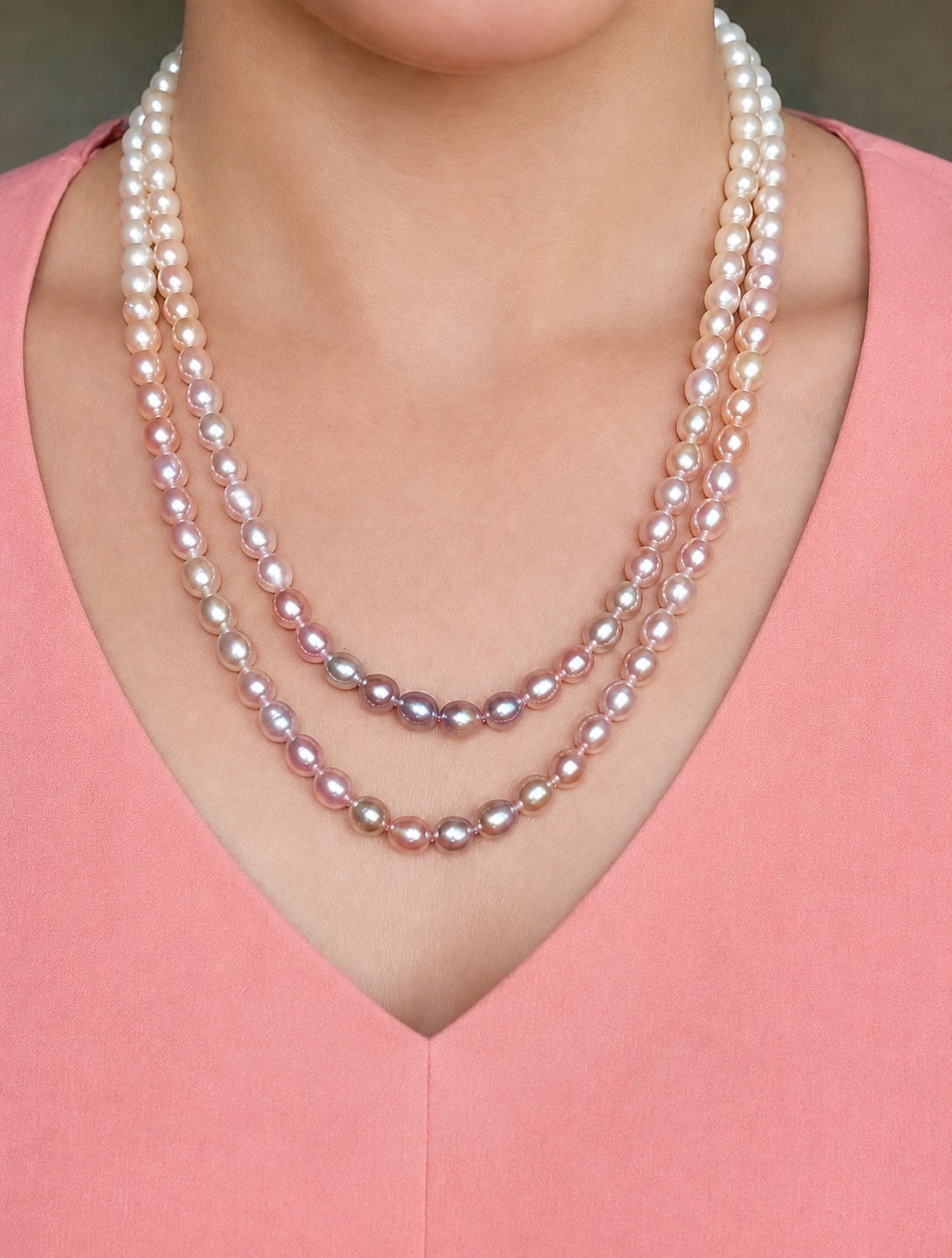 Multi-shades Natural Pearls Necklace