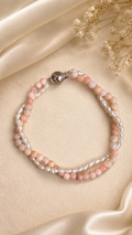 Pink Opal & White Rice Pearl Bracelet