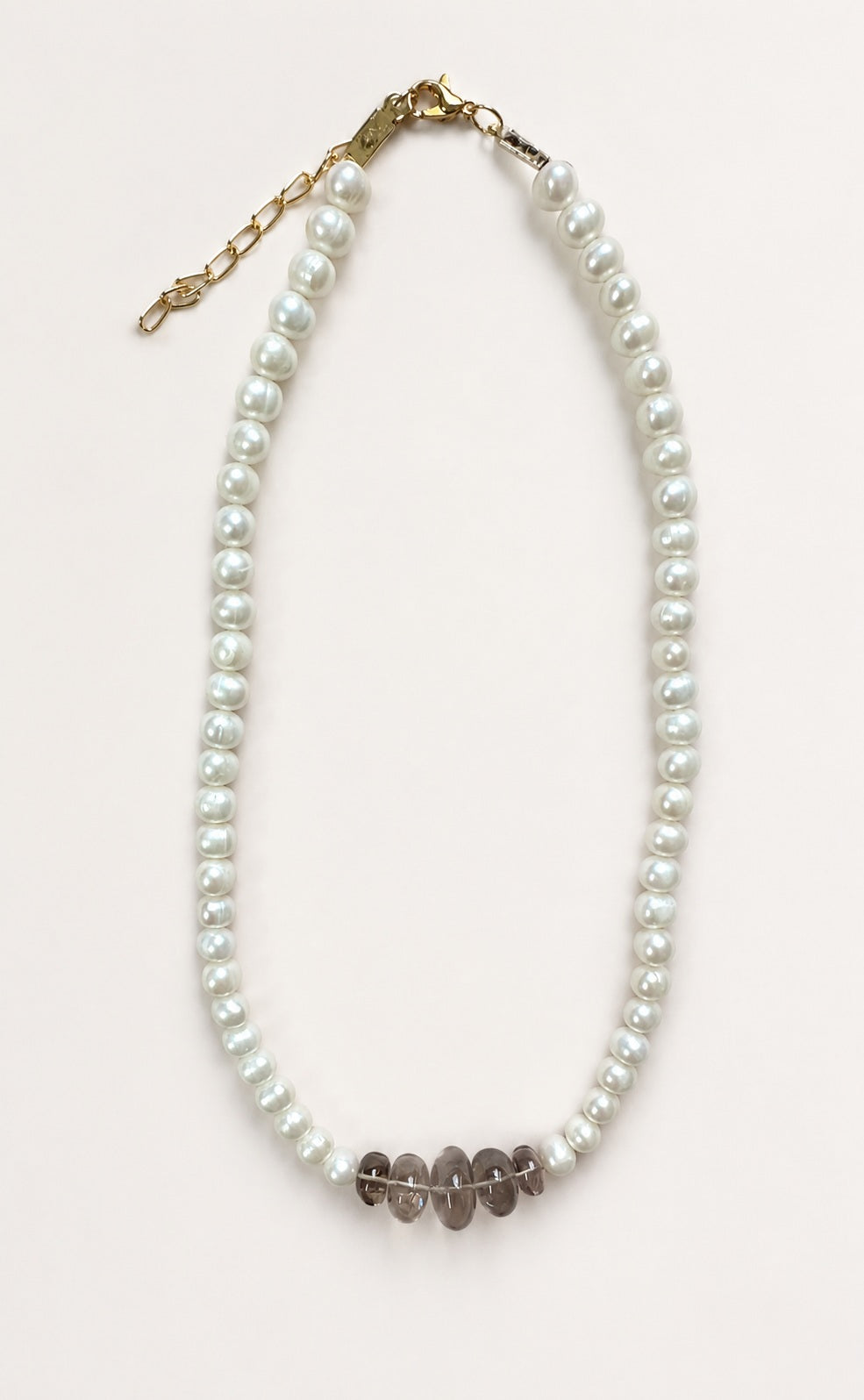 Fresh water Pearl with Smoky Quartz Necklace