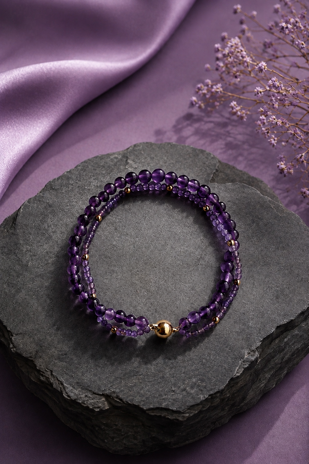 Amethyst with Hematite beads Bracelet