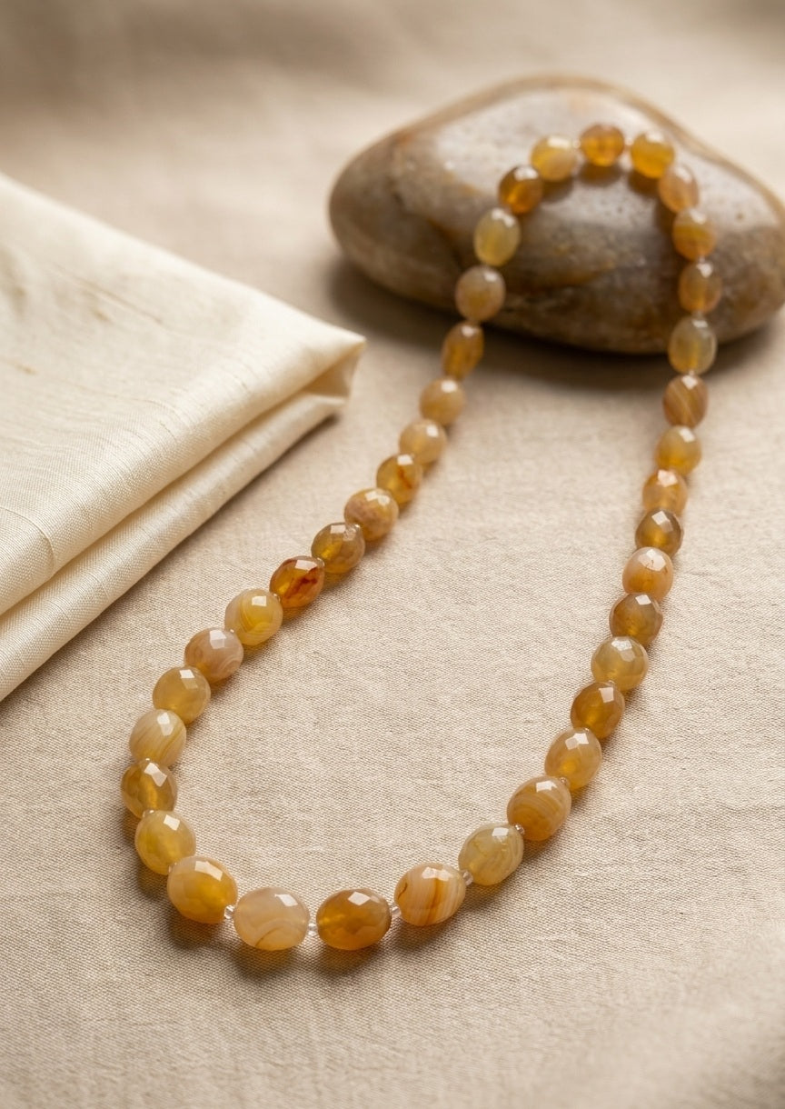 Yellow Agate Opera Necklace